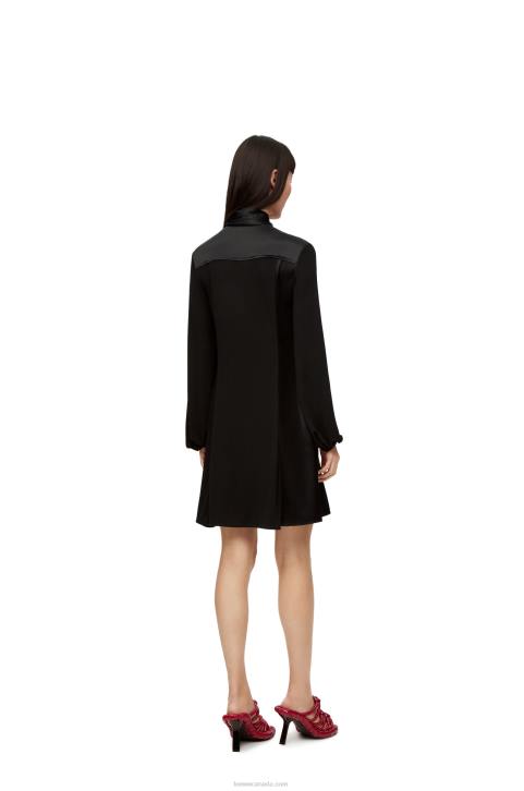 Loewe Lavalliere dress in crepe jersey and crepe satin 688V1062 Women Black
