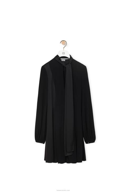 Loewe Lavalliere dress in crepe jersey and crepe satin 688V1062 Women Black