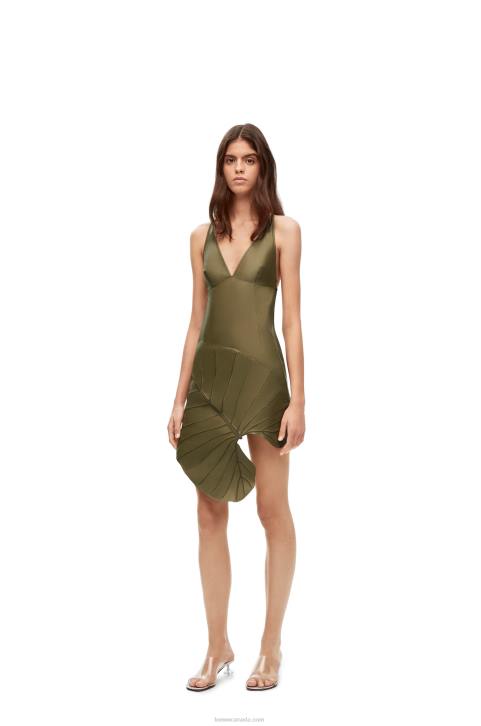 Loewe Leaf intarsia dress in nappa 688V1039 Women Tea Green