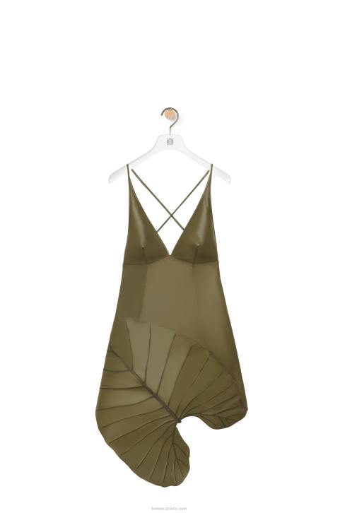 Loewe Leaf intarsia dress in nappa 688V1039 Women Tea Green
