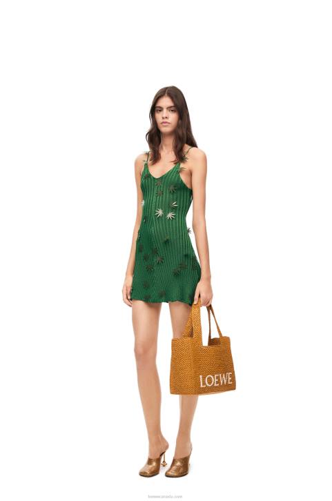 Loewe Leaf strappy dress in viscose 688V1043 Women Forest Green