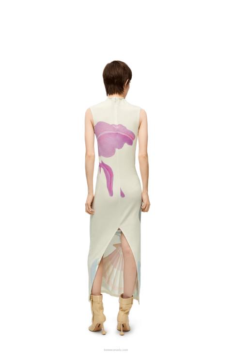 Loewe Maruja Mallo tube dress in cotton 688V1036 Women White/Multicolor