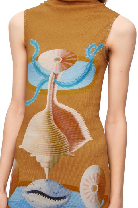 Loewe Maruja Mallo tube dress in cotton 688V1037 Women Camel/Multicolor