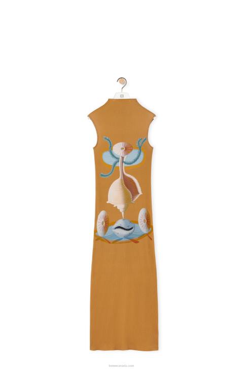 Loewe Maruja Mallo tube dress in cotton 688V1037 Women Camel/Multicolor