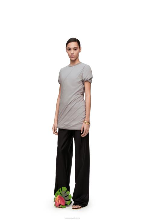 Loewe Padded mini dress in stretch silk chiffon 688V1086 Women Fog Grey
