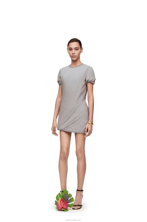 Loewe Padded mini dress in stretch silk chiffon 688V1086 Women Fog Grey