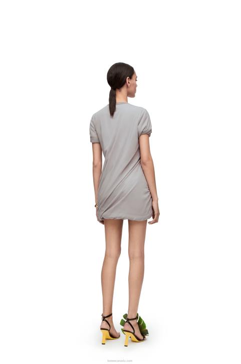 Loewe Padded mini dress in stretch silk chiffon 688V1086 Women Fog Grey