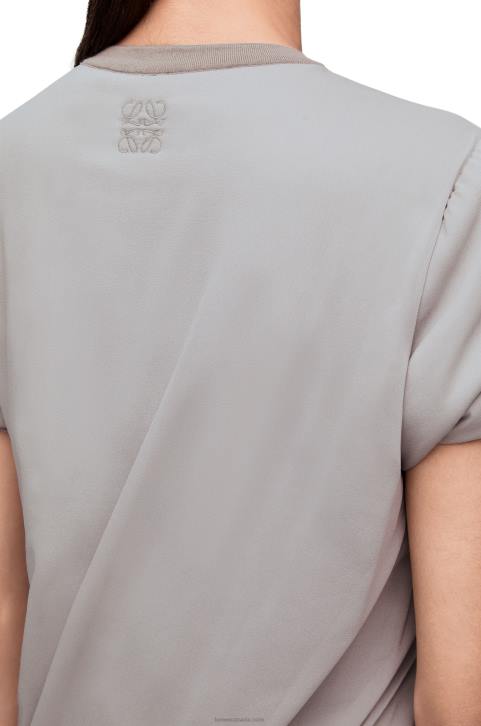 Loewe Padded mini dress in stretch silk chiffon 688V1086 Women Fog Grey