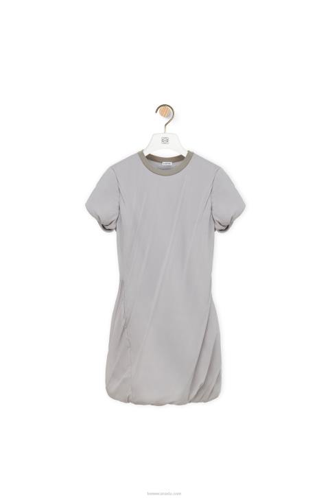 Loewe Padded mini dress in stretch silk chiffon 688V1086 Women Fog Grey