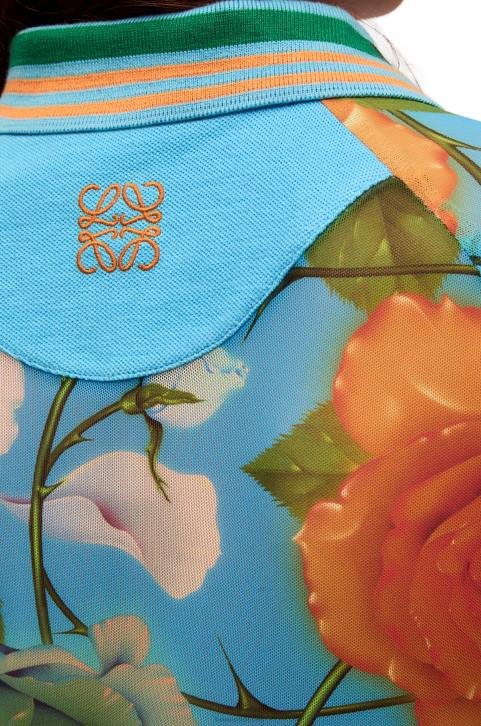 Loewe Roses polo dress in mesh 688V1042 Women Blue/Multicolor