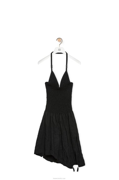 Loewe Smocked dress in cotton 688V1057 Women Black
