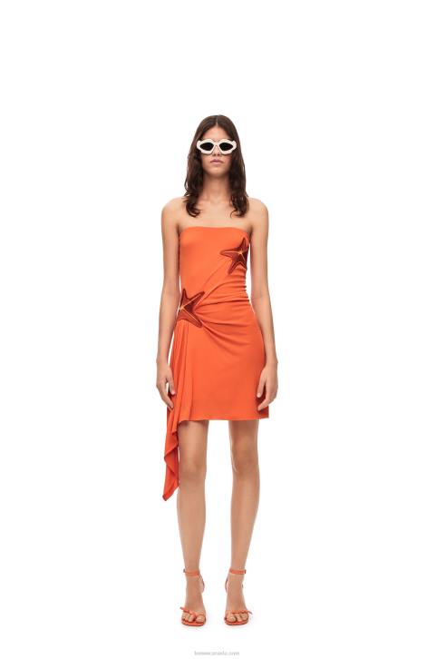 Loewe Starfish bustier dress in viscose 688V1044 Women Bright Orange