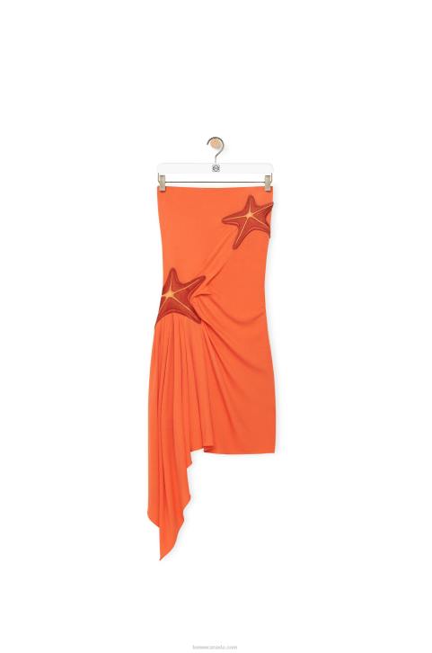 Loewe Starfish bustier dress in viscose 688V1044 Women Bright Orange