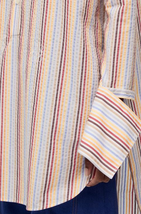 Loewe Stripe deconstructed shirt dress in cotton 688V1096 Women Yellow/Blue/Orange