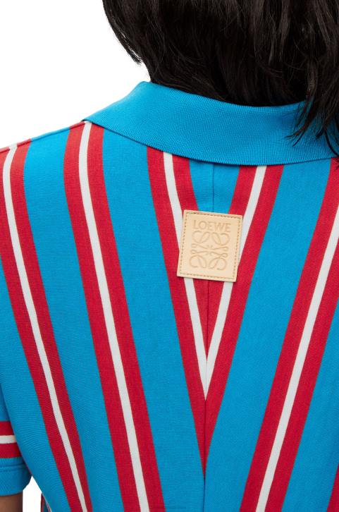 Loewe Stripe polo dress in cotton 688V1102 Women Red/Blue