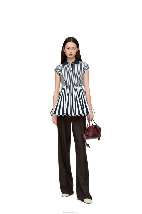 Loewe Striped mini dress in viscose blend knit 688V1063 Women Navy/White