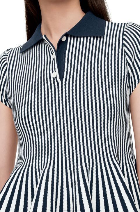 Loewe Striped mini dress in viscose blend knit 688V1063 Women Navy/White
