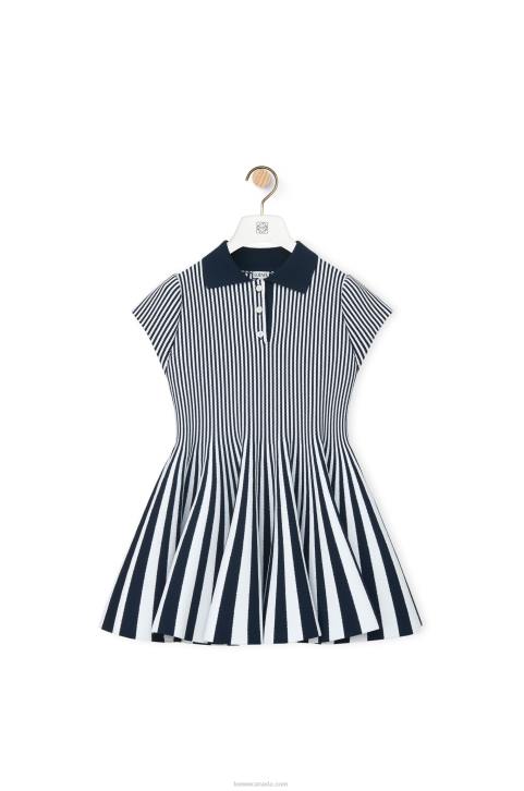 Loewe Striped mini dress in viscose blend knit 688V1063 Women Navy/White