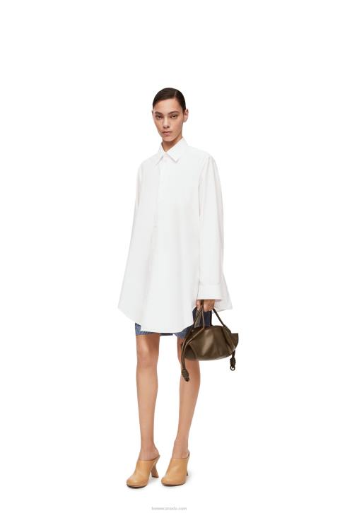 Loewe Trapeze shirt dress in cotton 688V1083 Women White