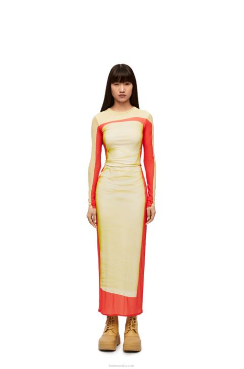 Loewe Tube dress in mesh 688V1031 Women Yellow/Red
