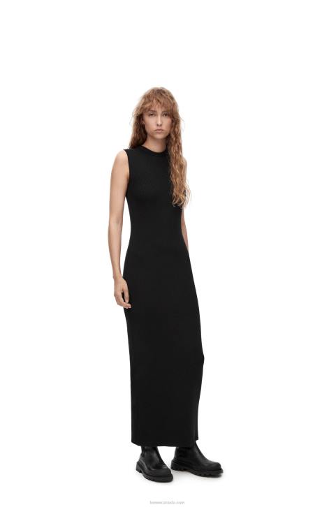 Loewe Tube knit dress in wool 688V985 Women Black/Navy