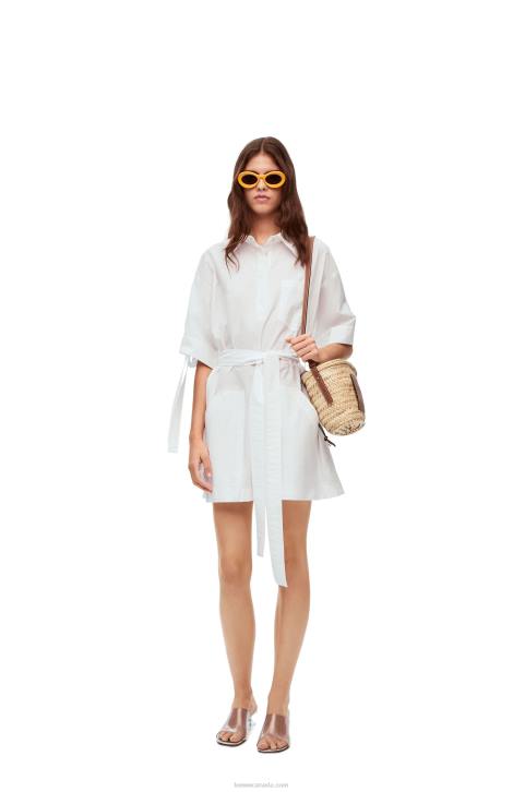 Loewe Workwear mini dress in cotton 688V1053 Women Optic White
