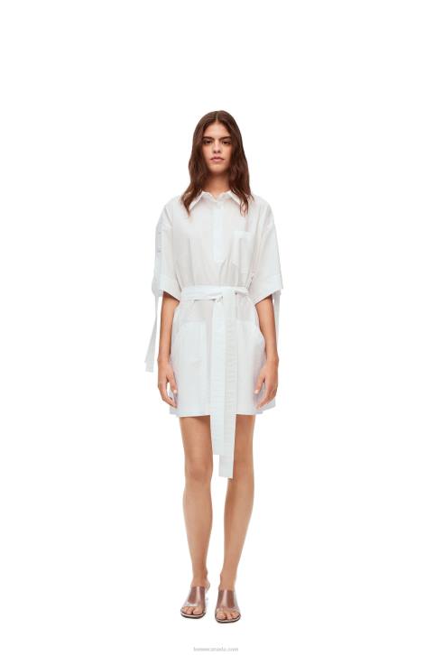Loewe Workwear mini dress in cotton 688V1053 Women Optic White