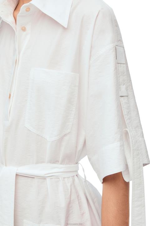 Loewe Workwear mini dress in cotton 688V1053 Women Optic White