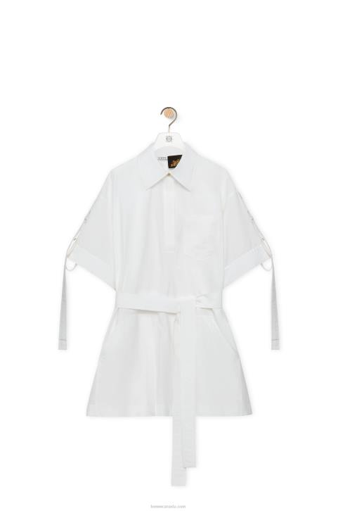 Loewe Workwear mini dress in cotton 688V1053 Women Optic White