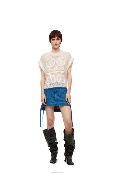 Loewe Workwear skirt in denim 688V1161 Women Blue/Red