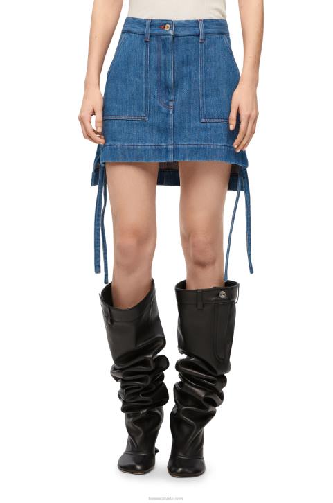 Loewe Workwear skirt in denim 688V1161 Women Blue/Red