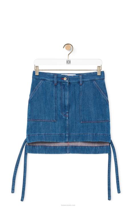 Loewe Workwear skirt in denim 688V1161 Women Blue/Red