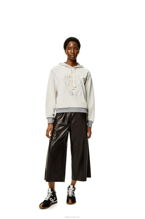 Loewe Anagram regular fit hoodie in cotton 688V824 Women Grey Melange