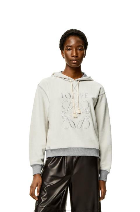 Loewe Anagram regular fit hoodie in cotton 688V824 Women Grey Melange