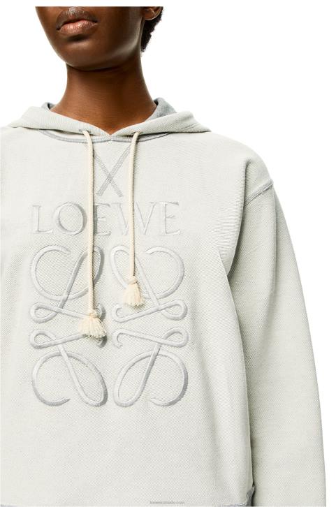 Loewe Anagram regular fit hoodie in cotton 688V824 Women Grey Melange