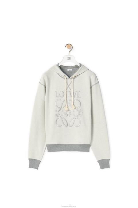 Loewe Anagram regular fit hoodie in cotton 688V824 Women Grey Melange