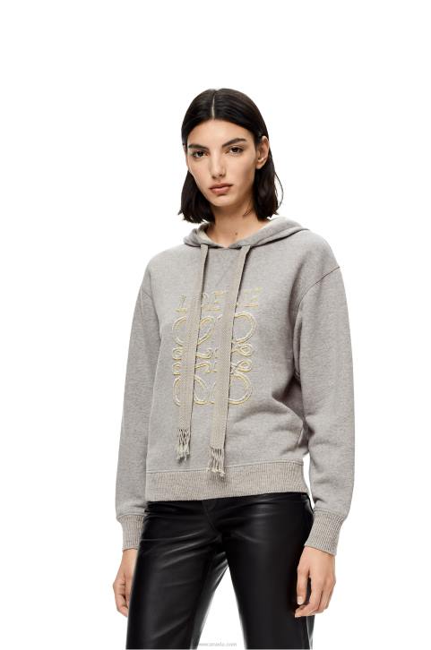 Loewe Anagram regular fit hoodie in cotton 688V826 Women Grey Melange