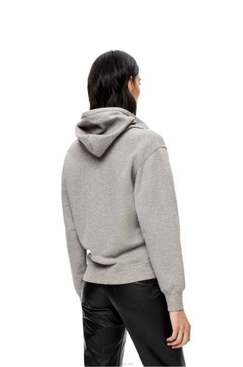 Loewe Anagram regular fit hoodie in cotton 688V826 Women Grey Melange
