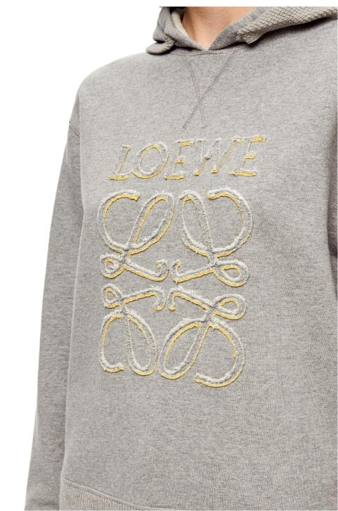 Loewe Anagram regular fit hoodie in cotton 688V826 Women Grey Melange