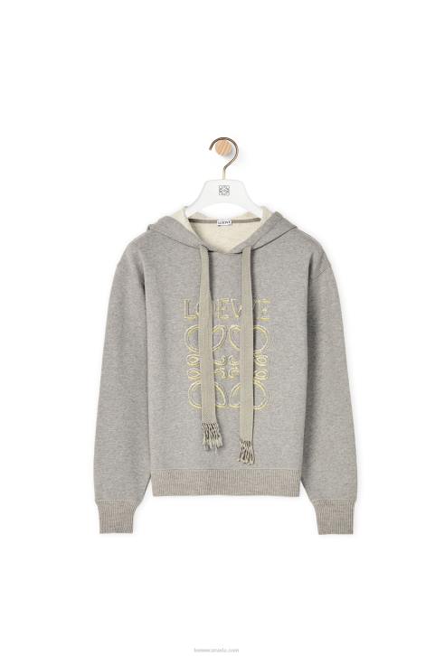 Loewe Anagram regular fit hoodie in cotton 688V826 Women Grey Melange