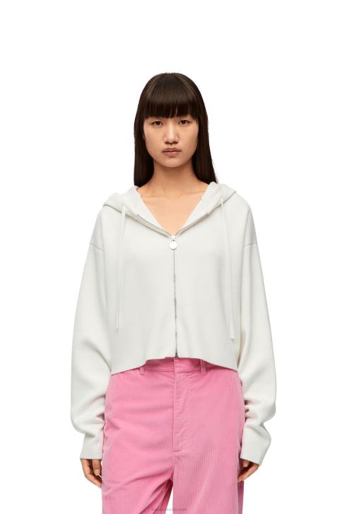 Loewe Anagram zip-up hoodie in wool 688V779 Women White