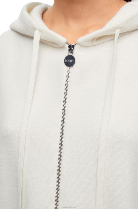 Loewe Anagram zip-up hoodie in wool 688V779 Women White