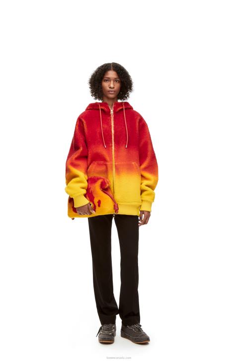 Loewe Calcifer intarsia hoodie in shearling 688V839 Women Multicolor