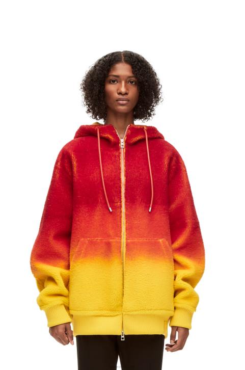 Loewe Calcifer intarsia hoodie in shearling 688V839 Women Multicolor