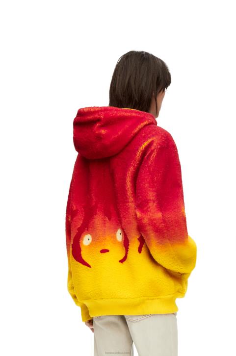 Loewe Calcifer intarsia hoodie in shearling 688V839 Women Multicolor