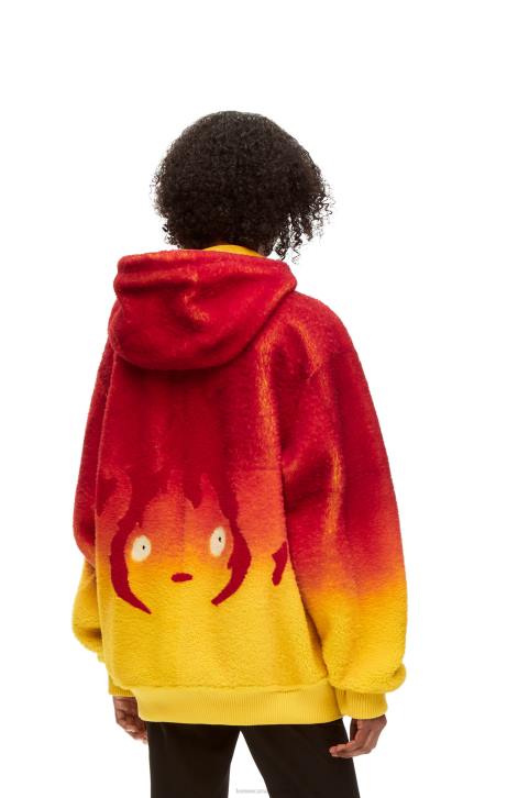 Loewe Calcifer intarsia hoodie in shearling 688V839 Women Multicolor
