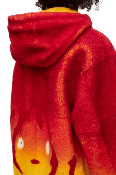 Loewe Calcifer intarsia hoodie in shearling 688V839 Women Multicolor