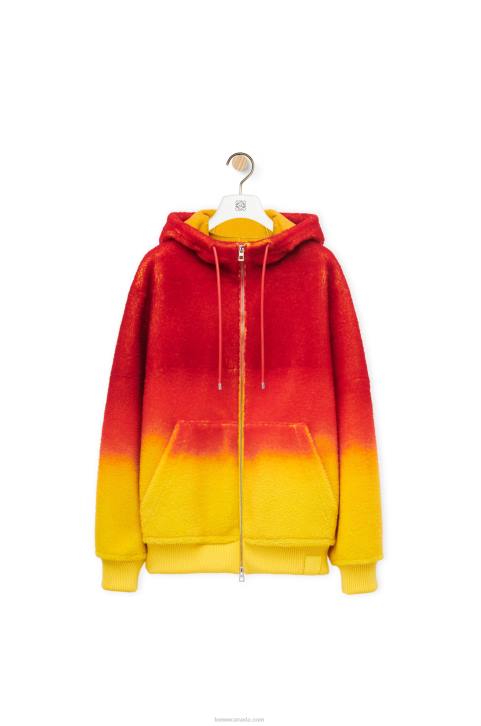 Loewe Calcifer intarsia hoodie in shearling 688V839 Women Multicolor