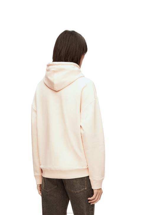 Loewe Calcifer leather patch hoodie in cotton 688V842 Women Ecru