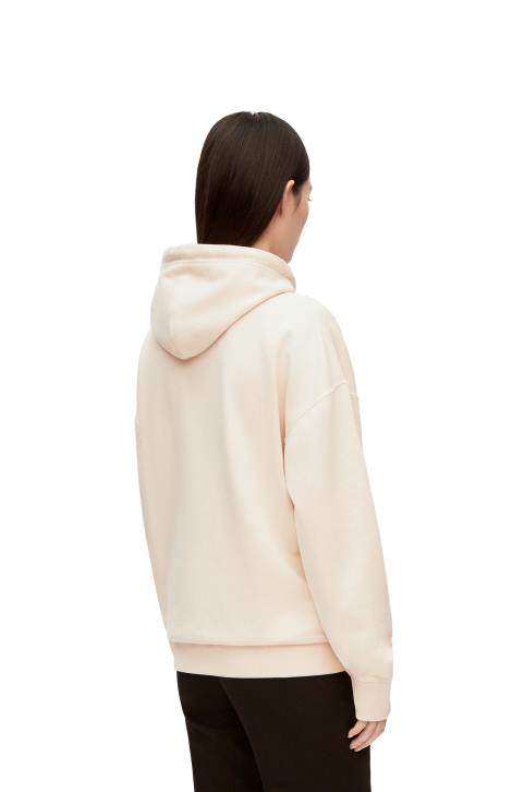 Loewe Calcifer leather patch hoodie in cotton 688V842 Women Ecru